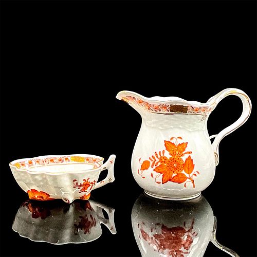 HEREND PORCELAIN CREAMER AND SUGAR