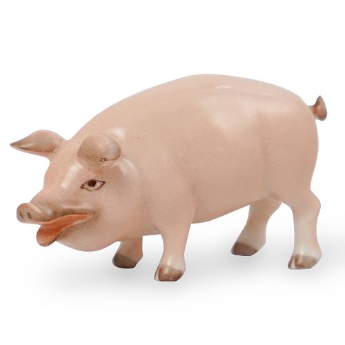 HEREND PORCELAIN PIG FIGURINEDESCRIPTION: