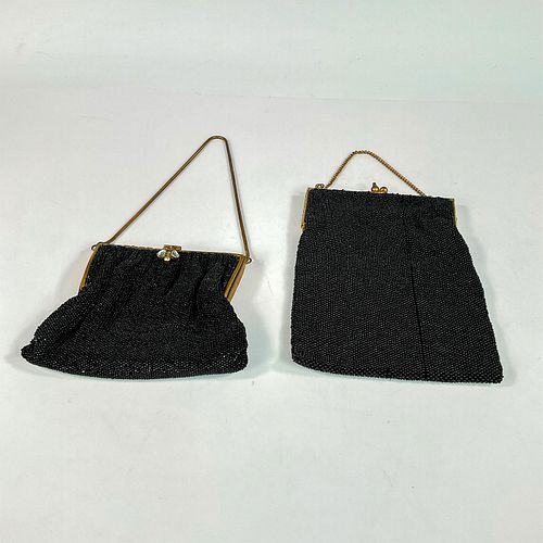 2PC VINTAGE BLACK BEADED POUCH 392891