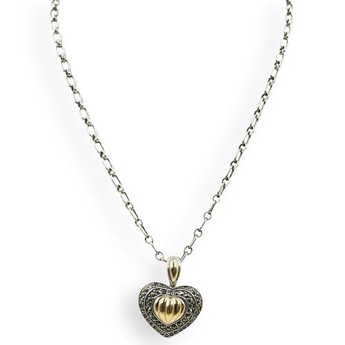 18K AND STERLING SILVER HEART PENDANT