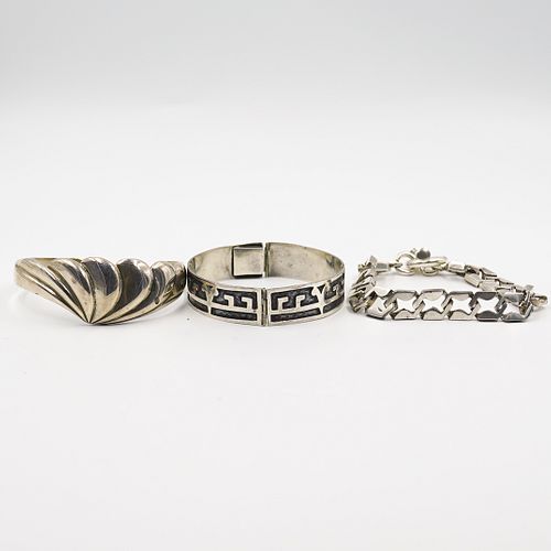  3 PC STERLING SILVER BRACELETS 3928c2