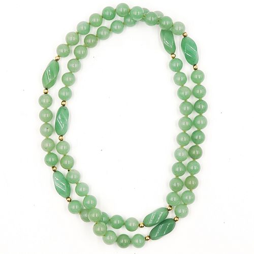 JADE AND GOLD BEAD NECKLACEDESCRIPTION: