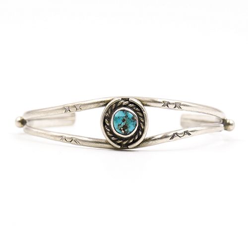 STERLING SILVER AND TURQUOISE CUFF