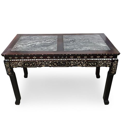 MOTHER OF PEARL INLAID SIDE TABLEDESCRIPTION: