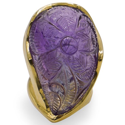 LARGE 18K GOLD AND AMETHYST FLORAL 392971