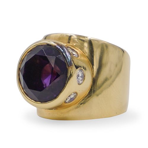 14K GOLD, AMETHYST AND DIAMOND