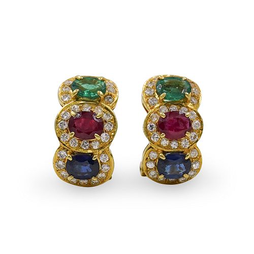 18K GOLD SAPPHIRE EMERALD AND 39297b