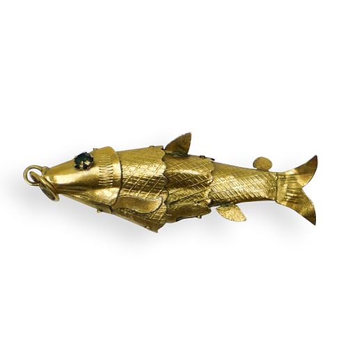 14K GOLD CHINESE MECHANICAL FISH