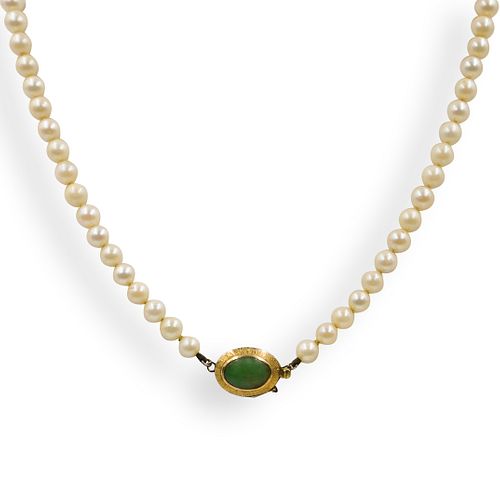 JADEITE AND BEADED PEARL NECKLACEDESCRIPTION  392986