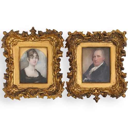 PAIR OF 19TH CENT PORTRAIT ON 3929b0