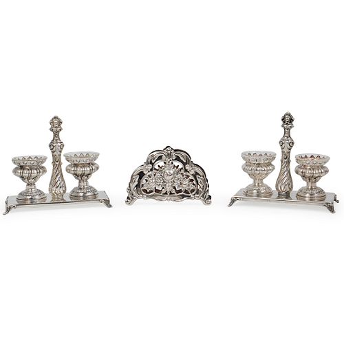  3 PC STERLING SALT CELLAR AND 3929e1