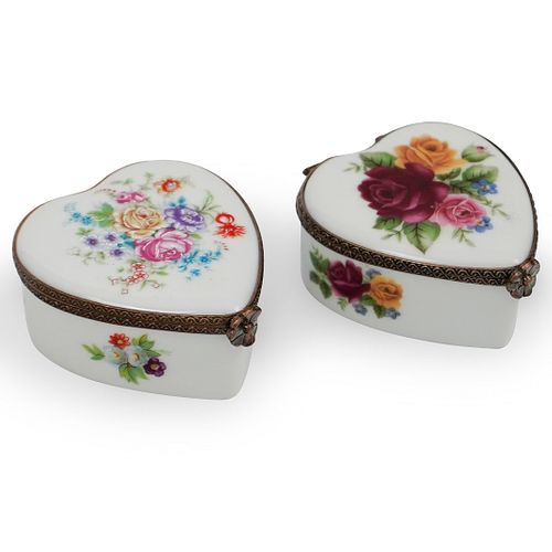  2 PC LIMOGES PORCELAIN HEART 392a19