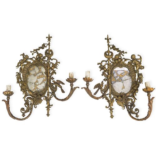  2 PC PAIR OF BRONZE FIGURAL WALL 392a41