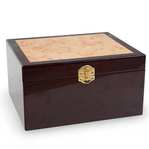 VINTAGE INLAID WOOD HUMIDOR CIGAR 392a43