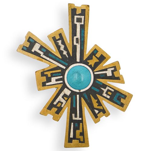 MEXICAN STERLING AND TURQUOISE PENDANTDESCRIPTION: