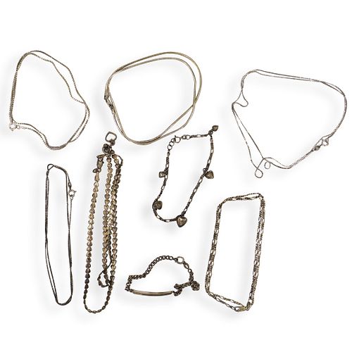 (8 PC) STERLING SILVER NECKLACESDESCRIPTION: