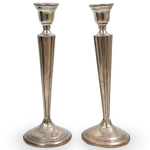 PAIR OF STERLING WEIGHTED CANDLESTICKSDESCRIPTION: