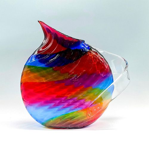 MARK WEINER ART GLASS RAINBOW PITCHER  392b83