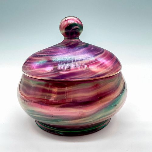 CONTEMPORARY IRIDESCENT GLASS LIDDED 392b92