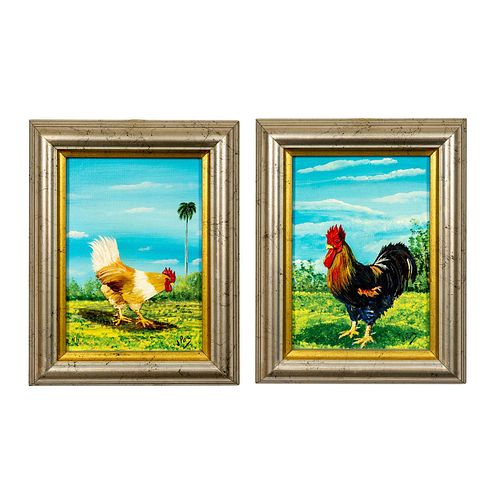 2PC OIL PAINTINGS ON CANVAS PANELS  392bf7