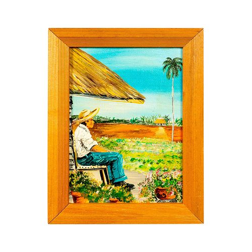 OIL PAINTING ON CANVAS PANEL, OUTDOOR