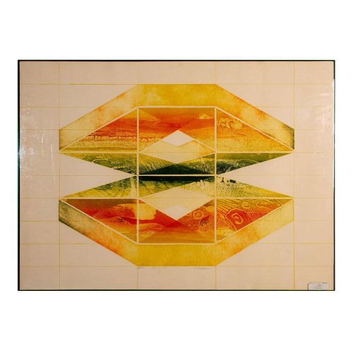 V HERFMAN ABSTRACT GEOMETRIC LITHOGRAPHTitled 392c2c