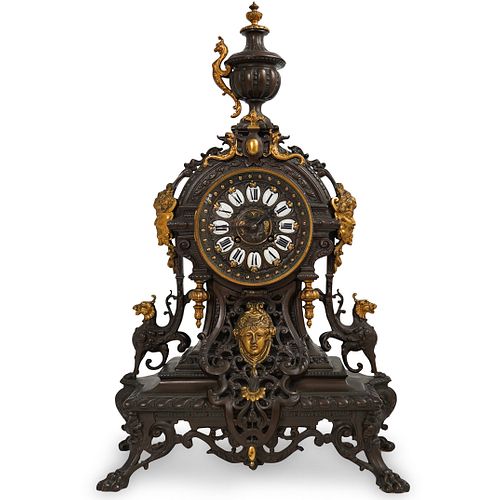 LOUIS XV STYLE BRONZE MANTEL CLOCKDESCRIPTION  392c4c