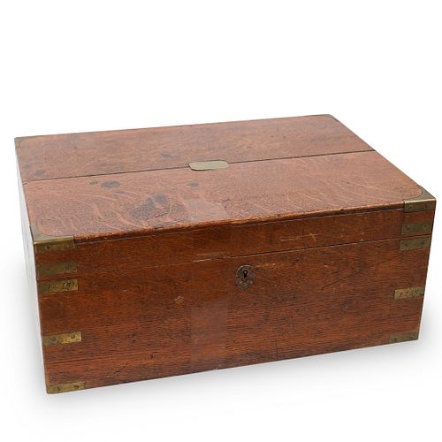 LARGE BRASS MOUNTED WOODEN BOXDESCRIPTION: