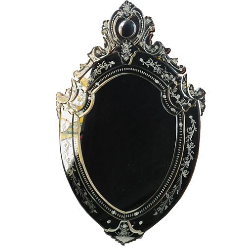 VENETIAN ETCHED GLASS MIRRORDESCRIPTION: