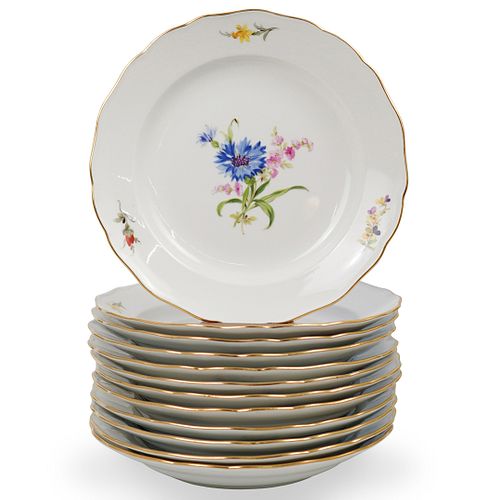 (12 PC) MEISSEN PORCELAIN FLORAL