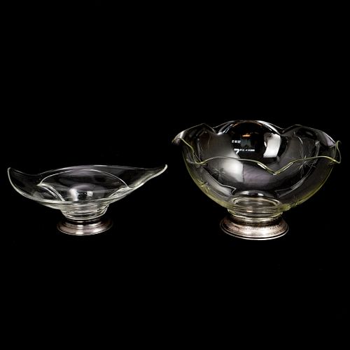 (2 PC) STERLING AND GLASS BOWLSDESCRIPTION:
