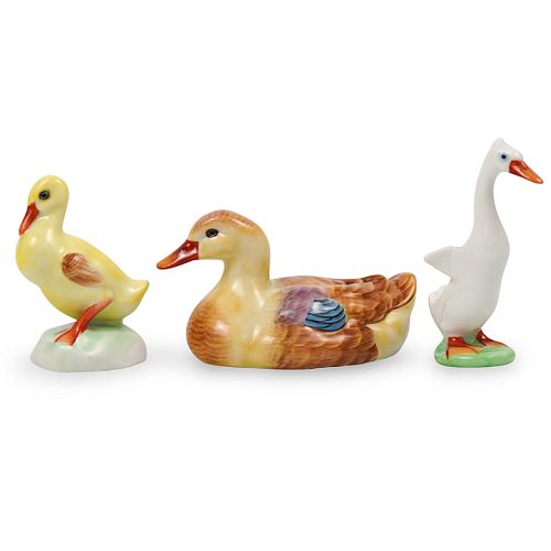  3 PC HEREND PORCELAIN DUCK FIGURINESDESCRIPTION  392ce3