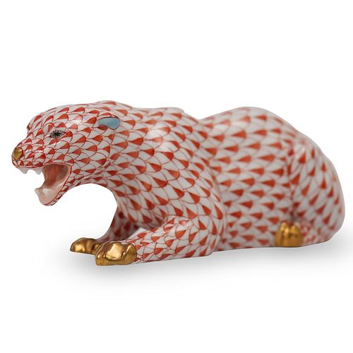 HEREND PORCELAIN FISHNET PANTHERDESCRIPTION: