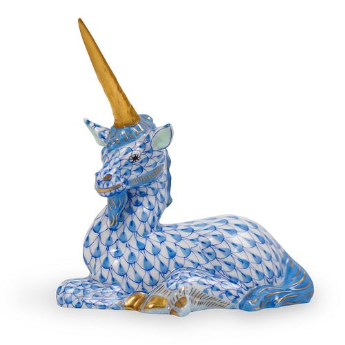 HEREND PORCELAIN BLUE FISHNET UNICORNDESCRIPTION  392cea