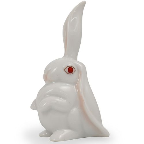 HEREND PORCELAIN RABBIT FIGURINEDESCRIPTION: