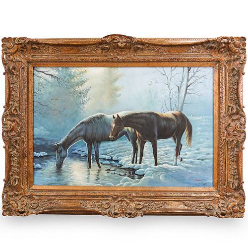 SIGNED OIL PAINTING OF HORSESDESCRIPTION  392d51