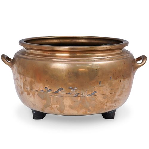 CHINESE BRASS CAULDRON BOWLDESCRIPTION: