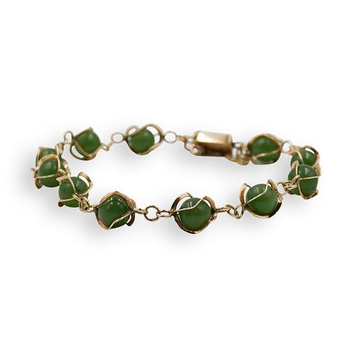 14K YELLOW GOLD AND JADE BRACELETDESCRIPTION  392de7