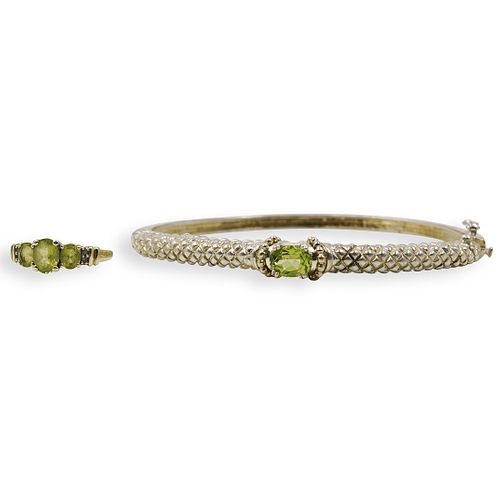 (2 PC) 10K GOLD PERIDOT RING AND