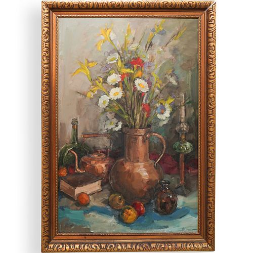 SIGNED STILL LIFE OIL ON CANVAS 392e32