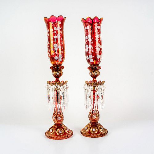 2PC VICTORIAN BACCARAT STYLE LUSTER 392eba