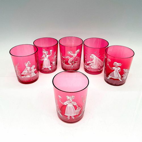 6PC MARY GREGORY CRANBERRY GLASSES 392ec7