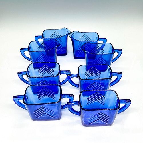 8PC HAZEL ATLAS COBALT BLUE SERVING