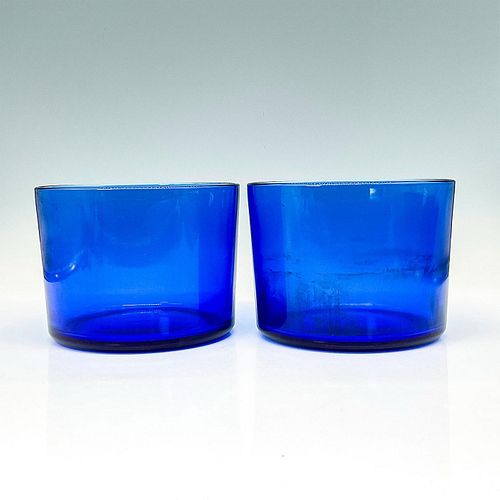 2PC VINTAGE COBALT BLUE LOW CYLINDER 392ee1