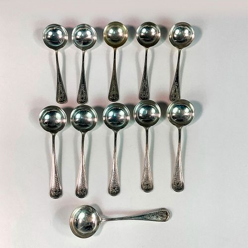 11PC STERLING SILVER CREAM SOUP SPOONSRound