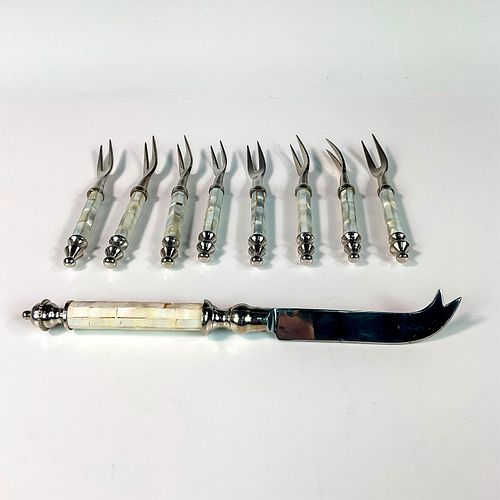 9PC INDIAN SILVERPLATE COCKTAIL FORKS
