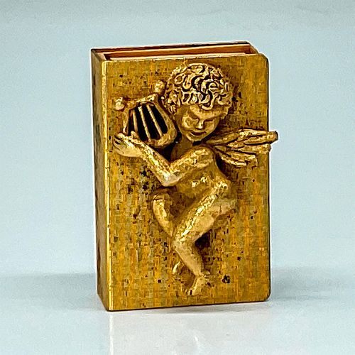 VINTAGE GOLD TONED CHERUB MATCHBOOK 392fa0