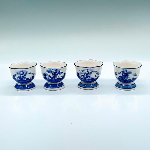 SET OF 4 DELFT BLUE EGG CUPS, WINDMILLHand