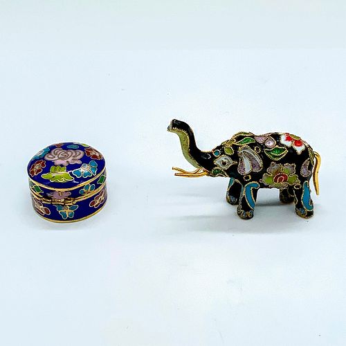 2PC CLOISONNE SET WITH MINI ELEPHANT