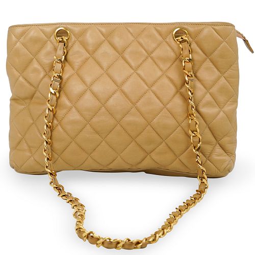 CHANEL BEIGE QUILTED LEATHER SHOULDER